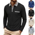 thumbnail image 2 of Men's Waffle Knit Long Sleeve Golf Shirt Contrast Collared T-Shirts Lightweight Breathable Stretch Performance Quick Dry Business Casual Tops with Chest Pocket, 2 of 9