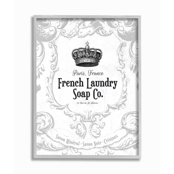 The Stupell Home Decor French Laundry Soap Co Crown Gray Framed Texturized Art