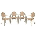thumbnail image 2 of Merrick Lane Set of Four Stacking Thonet Bistro Style Chair with Arms, Natural & Wht PE Rattan Seat, and Lt Bamboo Metal Frame for Indoor/Outdoor Use, 2 of 16