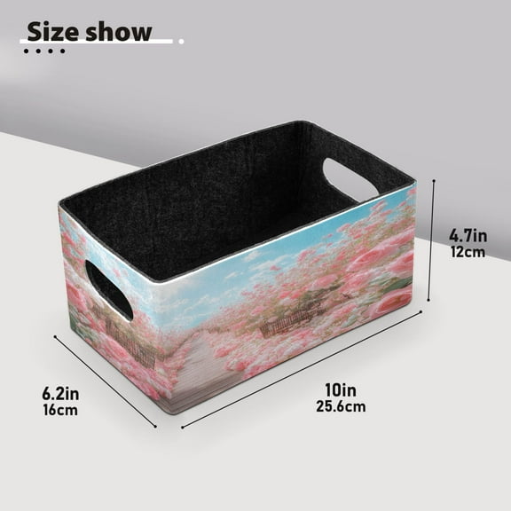 BZSMCE Shelf Baskets Pink Rose Garden Pattern Storage Cube Bins 10.1*6.3*4.7in Set of 2
