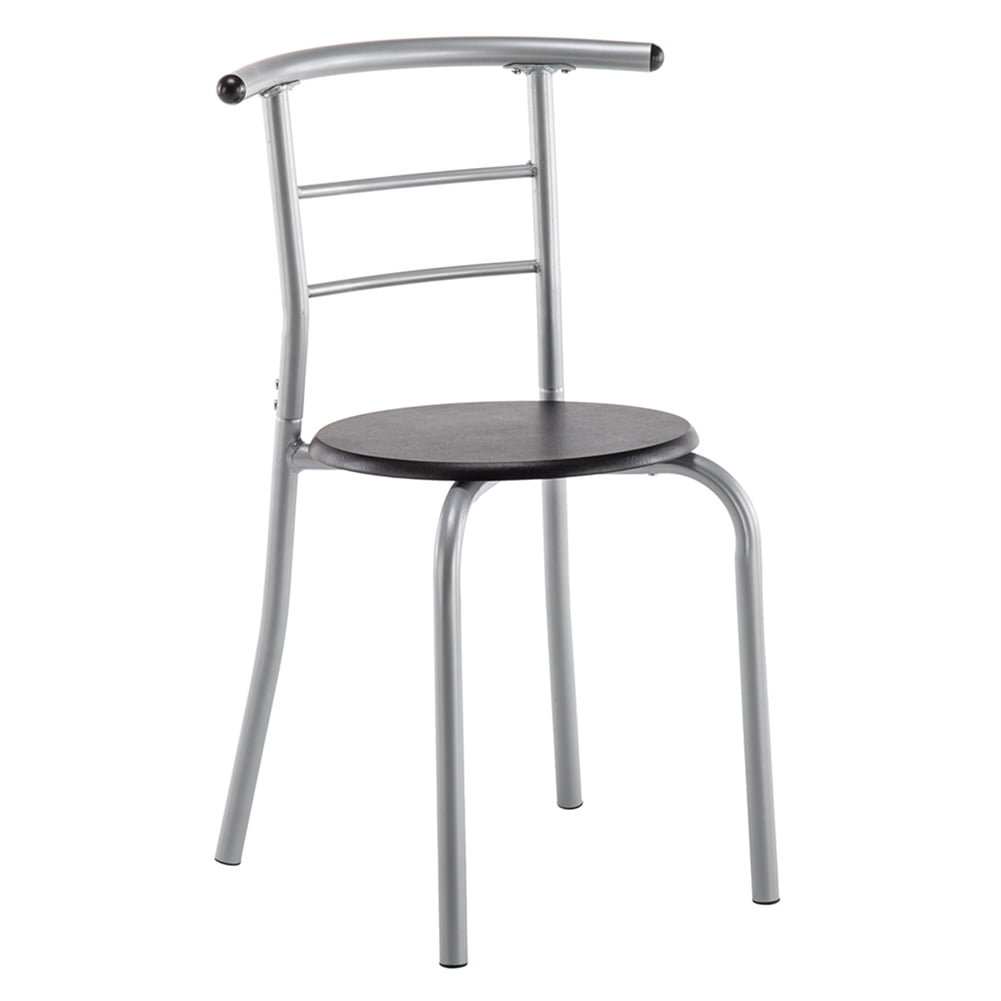 Kepooman 3 Piece Breakfast Set, PVC Breakfast Table for 2, Modern Dining Table Set with Two Chairs, Black