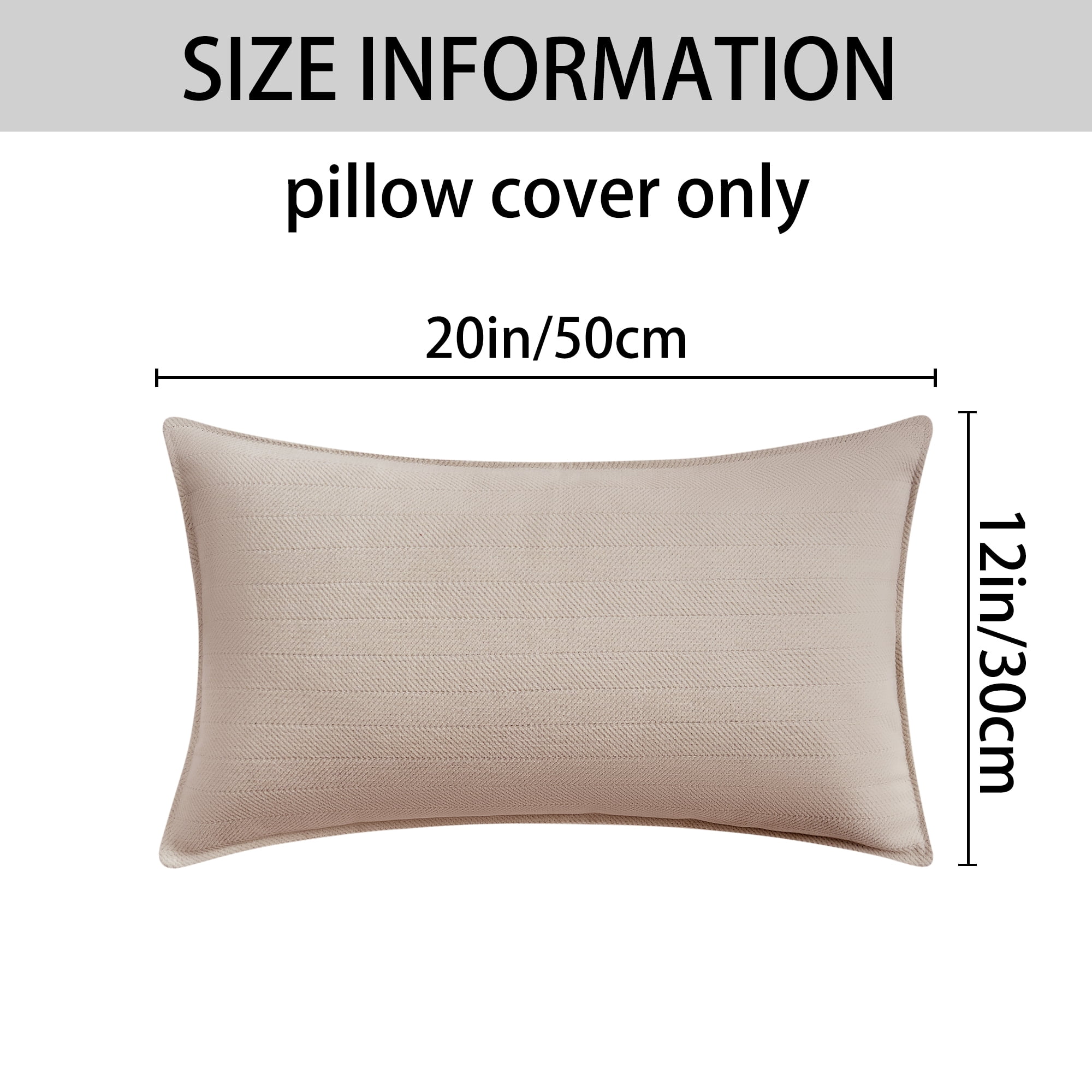 Unique Bargains Decorative Soft Chenille Pillow Covers Beige 12" x 20"