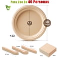 thumbnail image 2 of Platos para Fiesta Elegantes para 40 Invitados, Cubiertos, Vajilla de 200 piezas, Platos Ecológico, Tenedores, Cucharas, cuchillos, Servilletas, 2 of 4