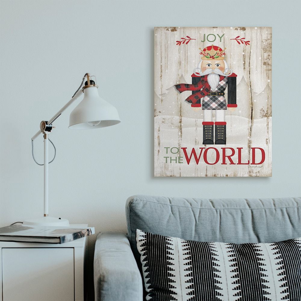 Stupell Indtries Joy to the World Quote with Christmas Nutcracker Designed by Jennifer Pugh