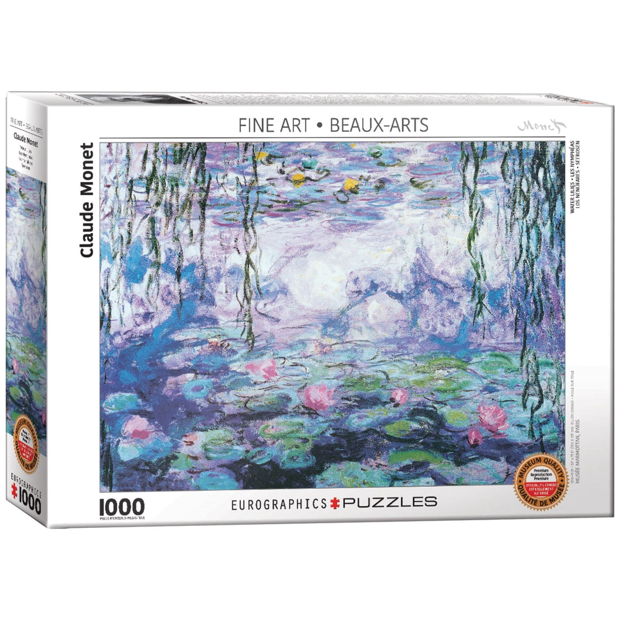 Eurographics: Waterlilies - 1000 Piece Puzzle, Claude Monet Impressionist Masterpiece, Adults & Art Lovers Jigsaw, Fine Art Collection, 19.25 x 26.5"