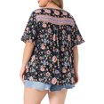 thumbnail image 4 of Agnes Orinda Women's Plus Size Top Floral Print V Neck Ruffled Short Sleeve Shirts Boho Pleated Casual Summer Flowy Blouses 2X Black, 4 of 6
