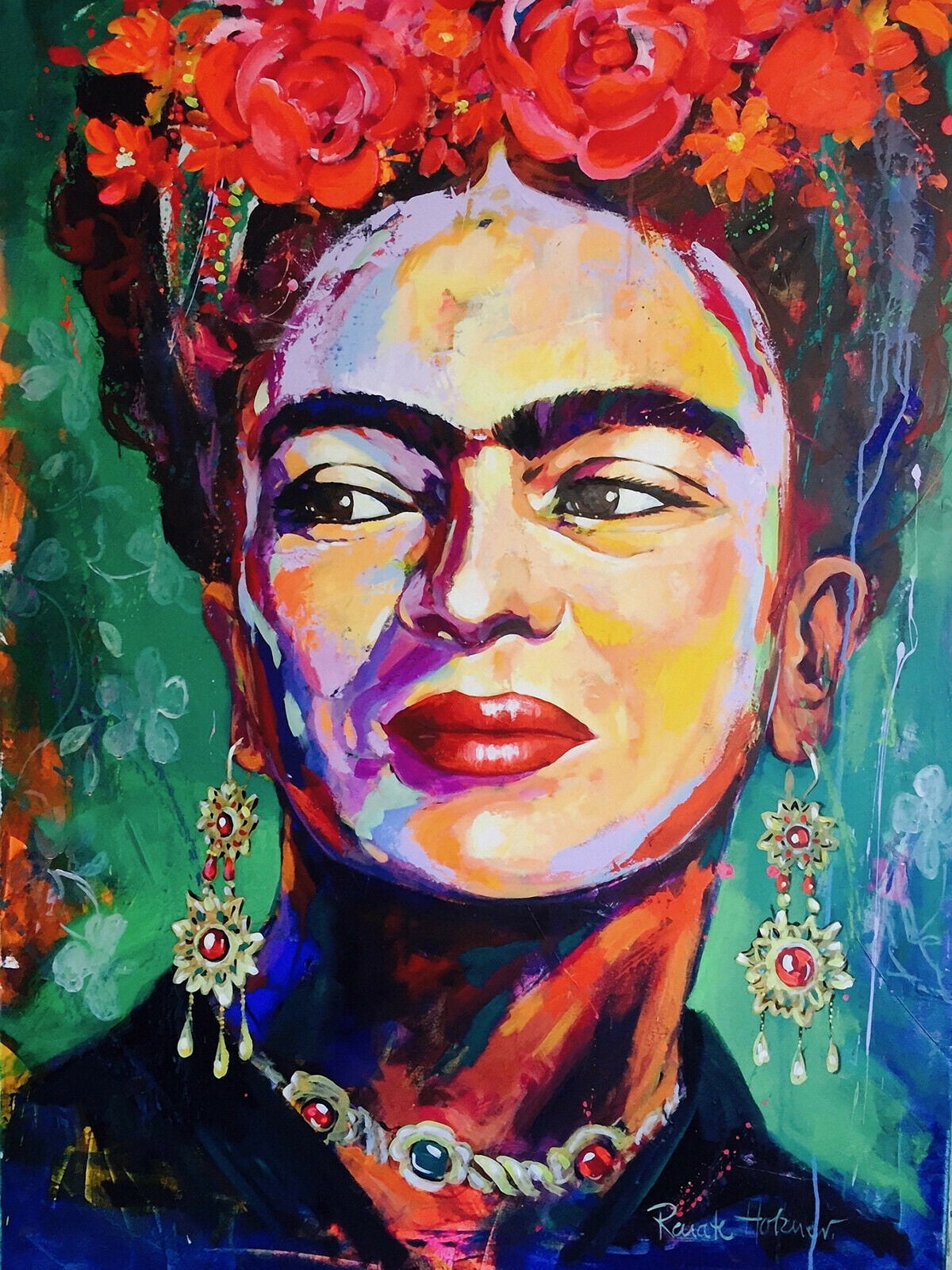 art print,wall deco print Frida Kahlo wartercolor  Vertical Framed Premium Wrap Canvas,home decoration painting,portrait Frida painting