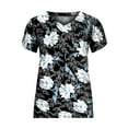 thumbnail image 5 of Babysbule Womens Summer Tunics Tops Short Sleeve Casual Flower Print T-Shirts V Neck Loose Comfy Tee Fashion Cute Blouse, 5 of 6