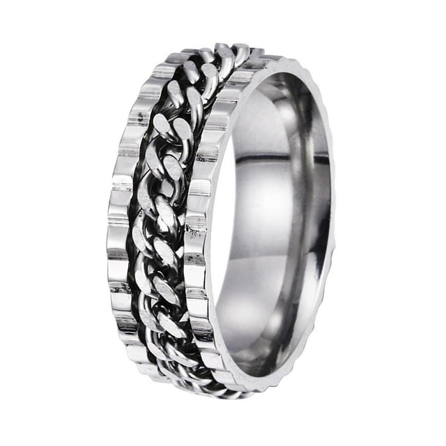 Anillo HUOGUO Fashion Sand Blast Spins, correa de acero inoxidable