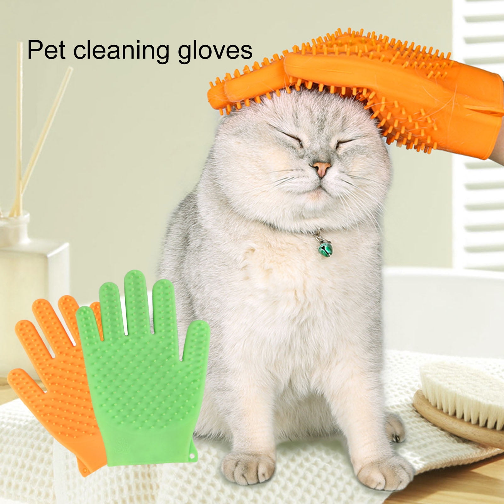 Hesroicy Pet Bath Gloves Double Sided with Strong Flexibility and