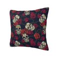 thumbnail image 2 of Wukai Roses Skulls Premium Polyester Fleece Pillow Covers with Hidden Zipper Closure,Luxuriously Soft and Durable-24"x24", 2 of 7