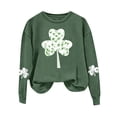thumbnail image 1 of WEAIXIMIUNG Chandails en Molleton d'Automne pour Femmes Mode Décontractée Jour de la Saint-Patrick Vert Imprimé Graphique Quatre Feuilles Col Rond Manches Longues Jogging Chandail en Molleton, 1 of 4