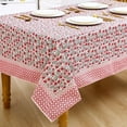 thumbnail image 6 of 60'''' x 84'''' Cotton Tablecloth Handmade Cotton Floral Tablecloth Washable Print Rectangle Table Cover with Dust Proof Wrinkle Resistant for Kitchen Dining Party Buffet(Red,Red Garnet), 6 of 7