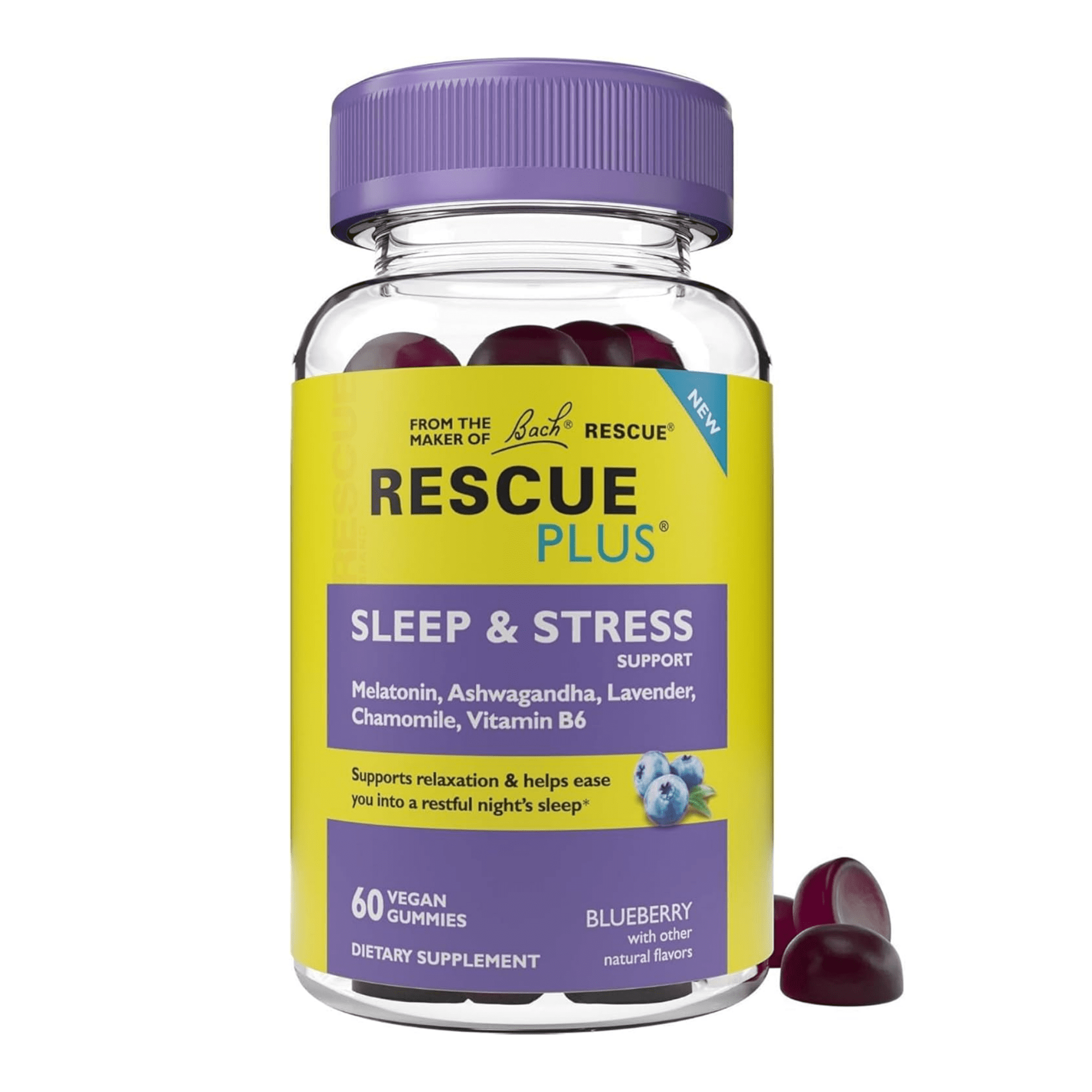 Bach RESCUE PLUS Sleep & Stress Support Gummies, 60 Count