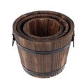 thumbnail image 2 of MasteelfCA 3PCS Wooden Barrel Flowerpot Home Balcony Decoration Plant Flower Bucket, 2 of 7
