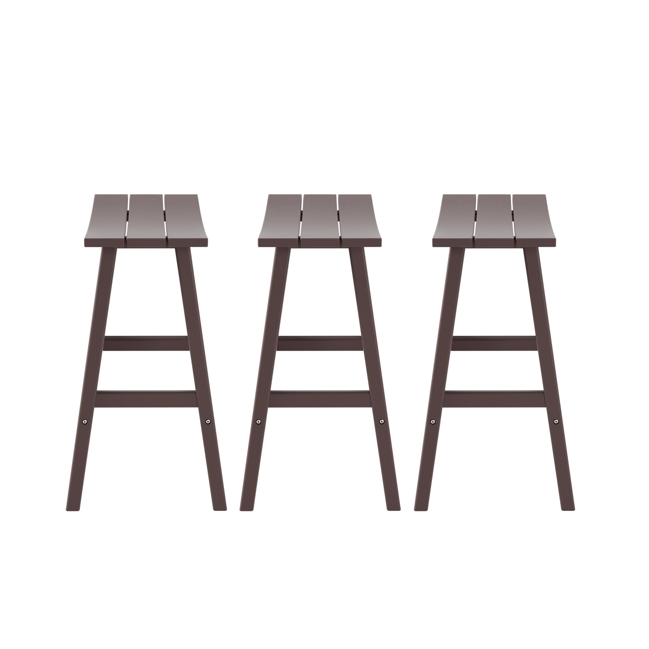 WestinTrends Malibu HDPE Outdoor Patio 29" Bar Stool Saddle Seat (Set of 3), Dark Brown
