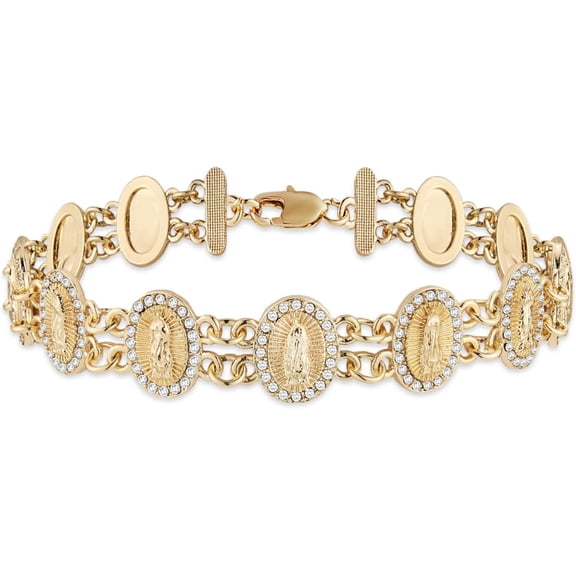 Virgin Mary Bracelet for Women Dainty Religious Cubic Zirconia Our Lady of Guadalupe Link Bracelet