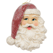 Holiday Time Santa Red Hat Ornament. Casual Traditional Theme. Red & White Color with Glitters.