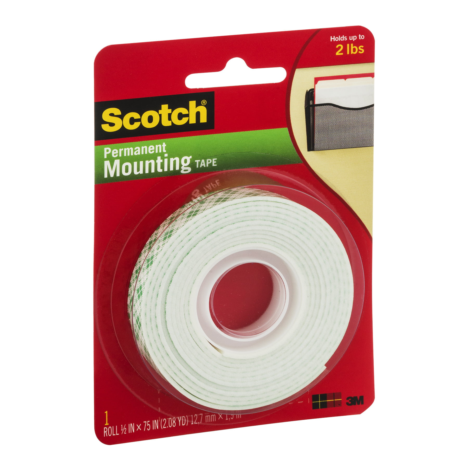 Scotch Permanent Mounting Tape White Holds Up To 2 Lbs 1 5 X 75 Walmart Com Walmart Com