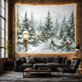 thumbnail image 6 of Snowy Forest Path with Glowing Lanterns Nostalgic Illustration for Home Decor Enthusiasts, Winter Wall Art, Christmas Gift, Tapestry Wall Hanging for Living Room and Bedroom, 6 of 7