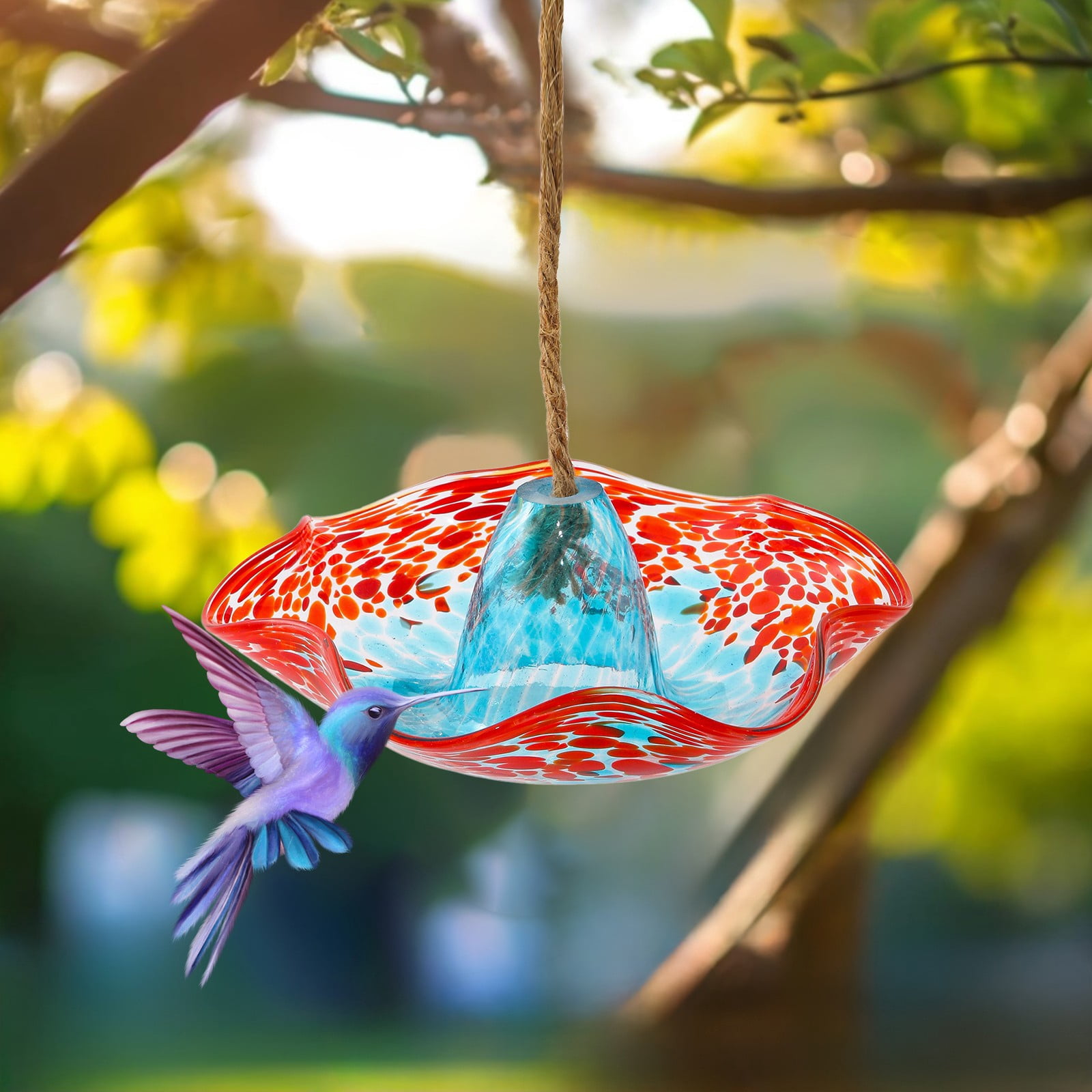 ZLBDYG Outdoor Hanging Bird Feeder – Windproof & Rainproof Wild Bird Feeding Station with 3 Hooks, Colorful Garden Decor for Backyard, Patio & Birdwatching Enthusiasts