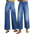 thumbnail image 5 of Loose wide-leg high-waisted straight-leg retro casual washed denim trousers for women, 5 of 5