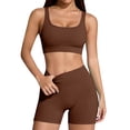 thumbnail image 2 of Women's Sports Set Gym 2 Piece Yoga Bra High Waist Seamless Shorts Outfit,Workout Activewear for Jogging Training Dance Running Brown XL, 2 of 7