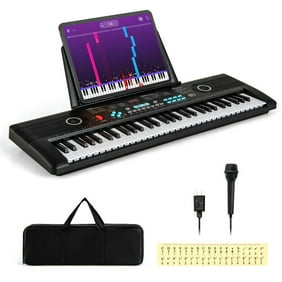 Canddidliike 61 Key Electric Portable Digital Keyboard Piano, Electronic Piano for Beginner, Black