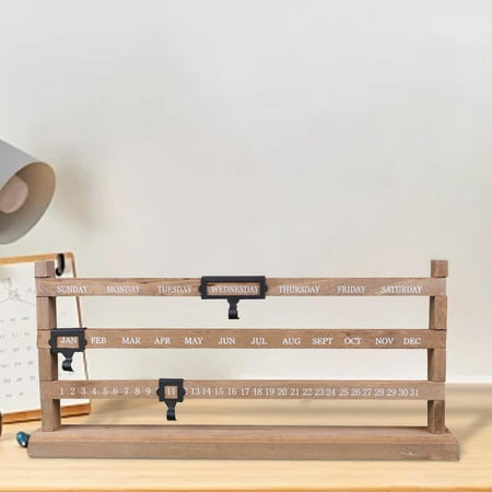colaxi Desk Calendar Holder Wooden Perpetual Calendar Stable Reusable Desk Calendar Calendar Stand for Kitchen School Office Bedroom