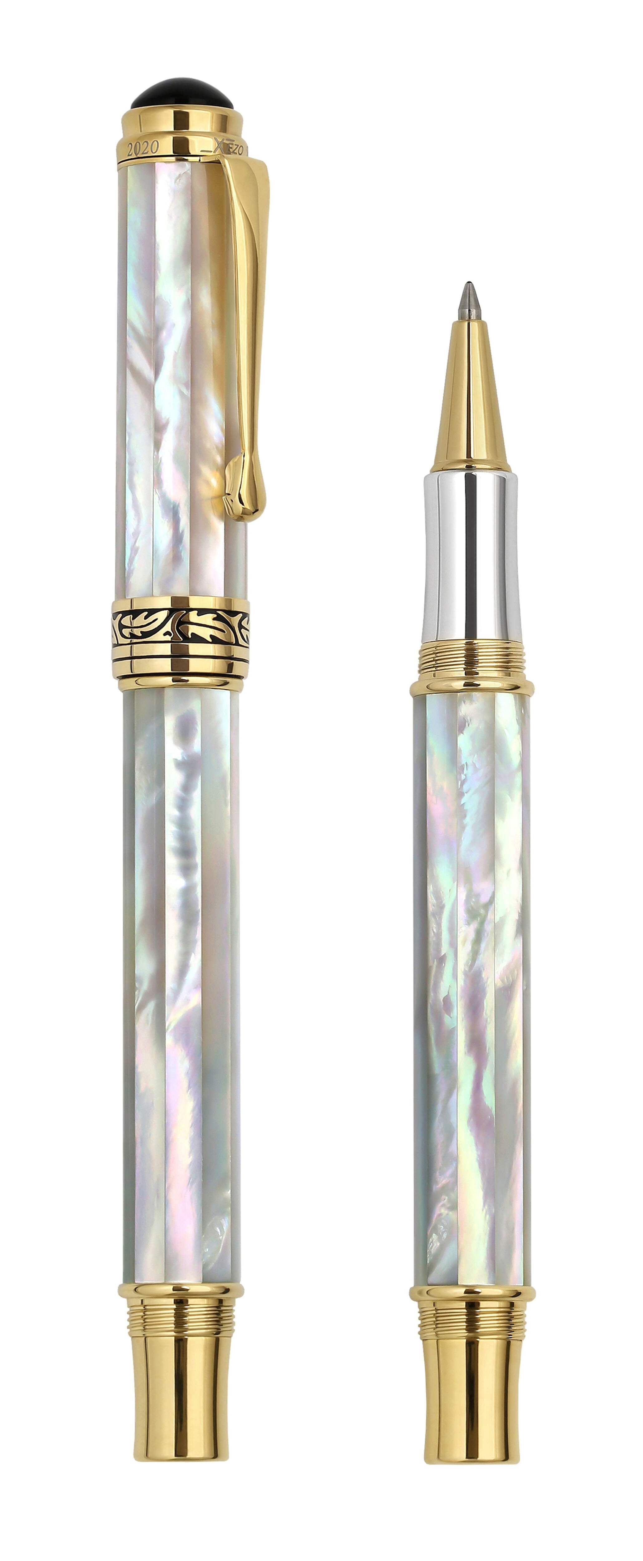 Xezo Xezo Maestro® 18K Gold Plated Rollerball Pen - Oceanic White Mother of Pearl