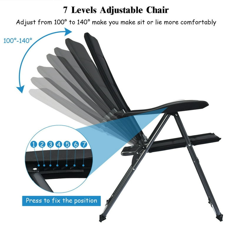 Gymax 2PCS Outdoor Patio Folding Chairs with Adjustable Back Gymax 2PCS Outdoor Patio Folding Chairs with Adjustable Back