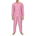 thumbnail image 3 of Sikiie Snowflake pink backgrounds Mens Pajama Set, Soft Warm Long Sleeve Sleepwear, Cozy Button-Down Pjs for Men-Large, 3 of 7