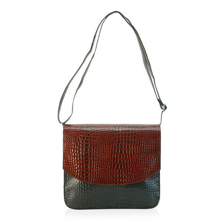 Leather Tone on Tone Croco Embossed Crossbody Sling Bag with Adjustable Strap Travel Lightweight Fashion Trendy Multi Pocket Purse Handbag Accessories Money Bag