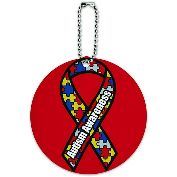 Autism Awareness Round Luggage ID Tag Card for Suitcase or Carry-On