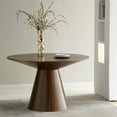 thumbnail image 3 of LeisureMod 47" Round Dining Table Ash Wood Veneer with Four-Slice Design and Tapered Column Pedestal Base Seats 4 Person for Dining Room and Kitchen Fynix Collection in Walnut, 3 of 12