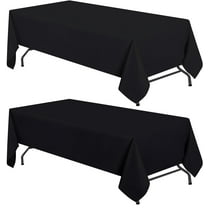 WEALUXE Set of 2 Black Rectangle Tablecloth for Tables 8ft-60x126 Inch Black Table Cloths for 8 Foot Rectangular Tables, 200 GSM Poly Tabletop Covers Washable Fabric Stain, Wrinkle Resistant, 2 Pack