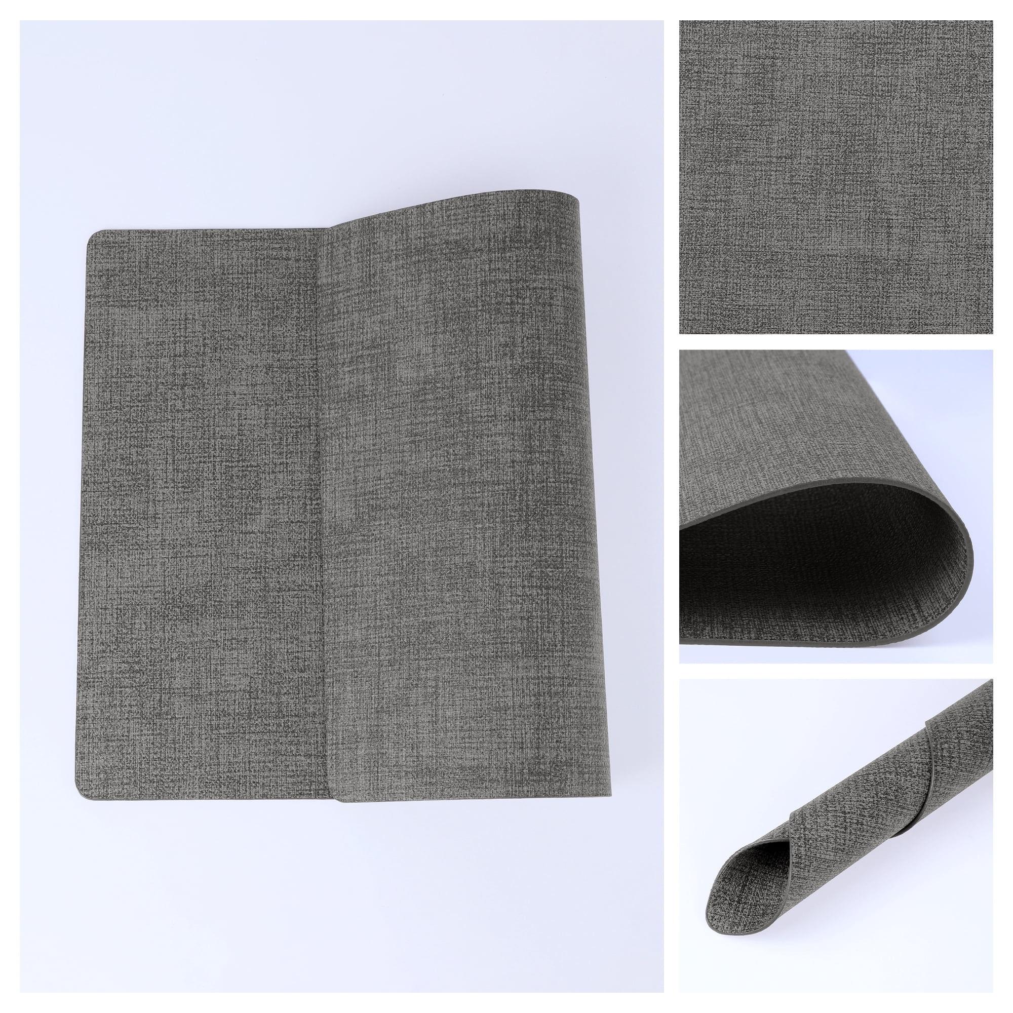 Unique Bargains Faux Leather Table Placemats for Kitchen Dining Table Light Dark Gray