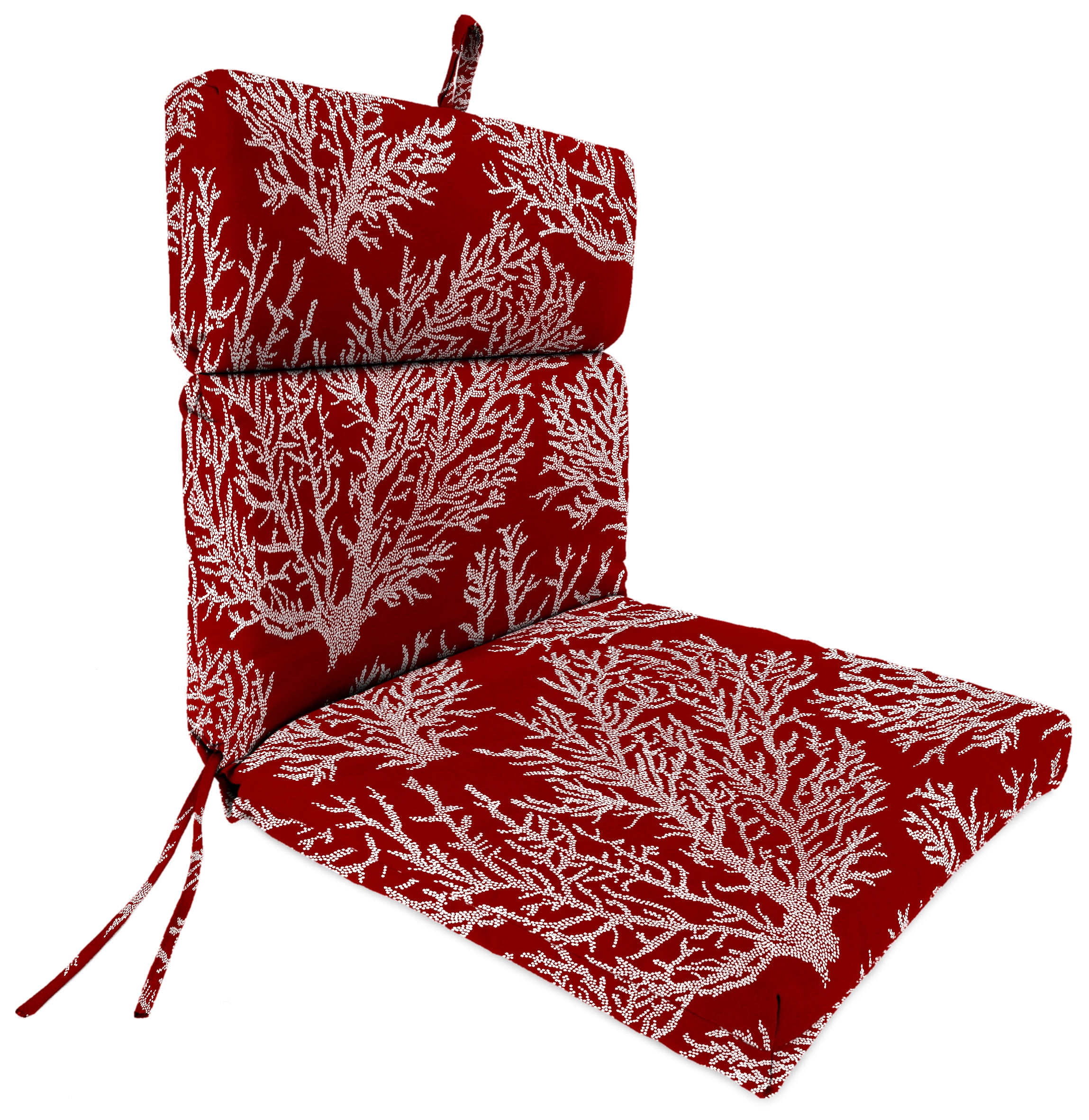 Jordan 44" x 22" Red and White Rectangle Chair Outdoor Seating Cushion