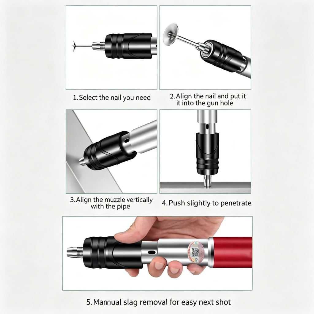Miiottaa Professional Muffled Nail Guns Tool With Depth Adjustment For Concrete Wood Working For Construction And Decoration