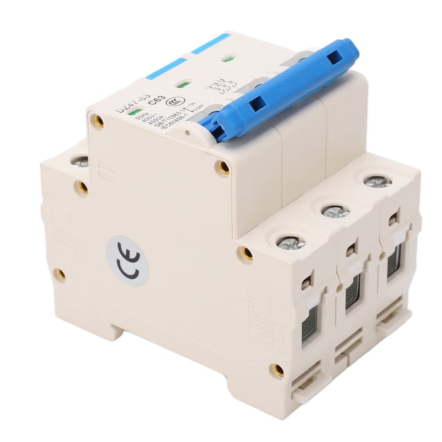 3P Miniature Circuit Breaker with DIN Rail Mounting, 63A 400V AC, Overload and Short Circuit Protection, PA66 Flame Retardant Shell, 4500A Breaking Capacity for Residential and Office Lighting