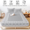 thumbnail image 5 of Cal.King Size Fitted Sheet Set - Grey Boho 3 Piece Bedding Sets 16" Deep Pocket Fitted Sheet with 2 Pillowcases, Modern Geometric Bohemia Abstract Textured Brushed Microfiber Hotel Luxury Bed Sheets, 5 of 9