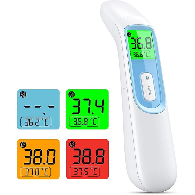 Termómetro de frente, termómetro médico de frente con alerta de fiebre, pantalla LCD, función de memoria, termómetro infrarrojo de frente para bebés, niños,