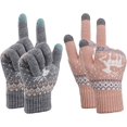 thumbnail image 1 of ZHAOCHENG Guantes de invierno para mujer, guantes tejidos para pantalla táctil, cálidos, suaves, con un bonito patrón, talla única, 2 pares (rosa y gris), 1 of 5