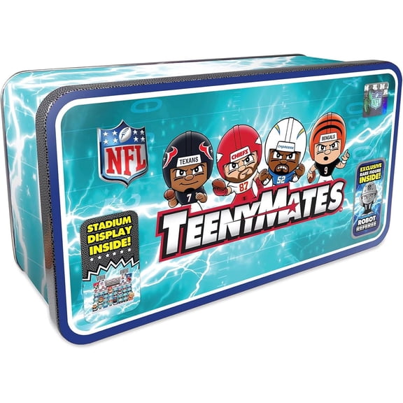 NFL TeenyMates 2025 Football Series 14 Collector Tin Set (3 Packs, Stadium Display & Exclusive Referee)