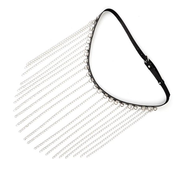 Black Tassels Belly Chain Adjustable PU Waistband Chain Belt for Women Beach and Night Club Wear All Matching