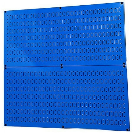 Support Mural pour Tableau Perforé, Pack de Panneaux Perforés en Acier, Panneaux Perforés Bleus - Deux Panneaux Horizontaux en Métal Bleus de 32 Pouces x 16 Pouces