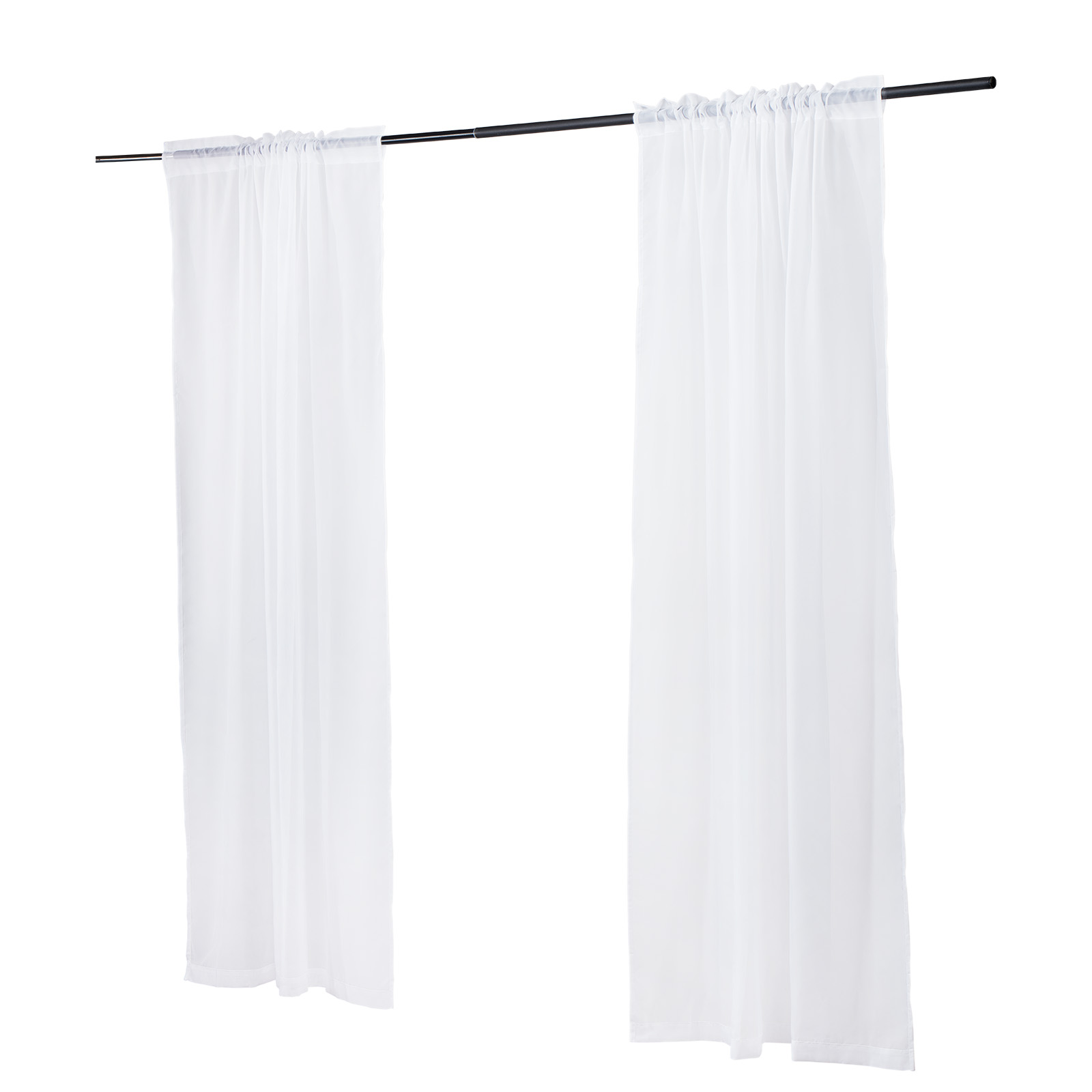 KFFKFF Sheer Curtains, 84 inches Length, Set of 2 Panels in White, Each Measuring 42" W x 84" L, Dual Rod Pocket Design, Made from 100% Polyester for Bedrooms, Living Rooms, Balconies, and Yards