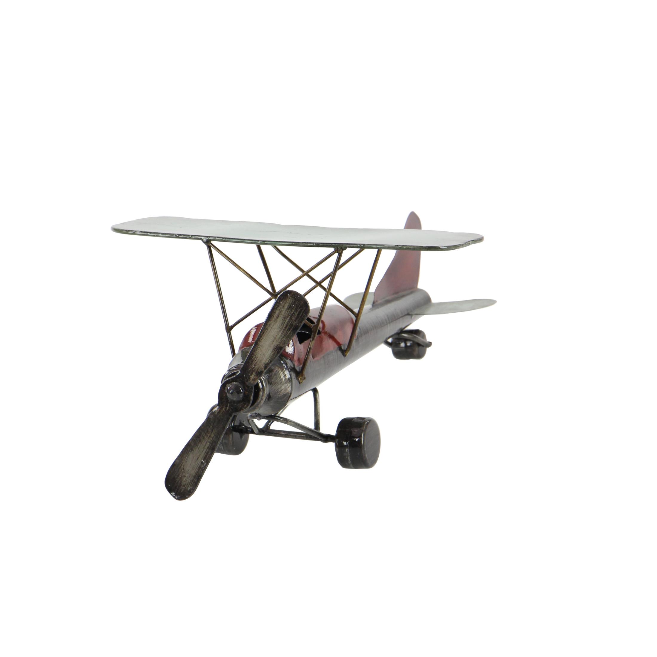 14" x 6" Gray Metal Airplane Sculpture, by DecMode