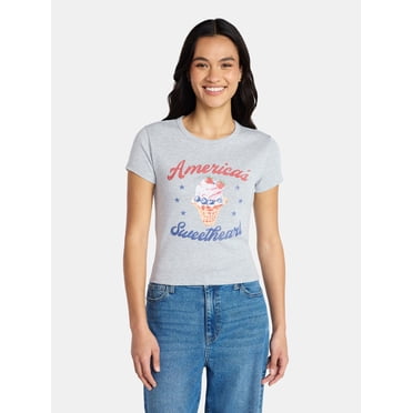 Social Edition Women's America’s Sweetheart Graphic Tee with Short Sleeves, Sizes XXS-XXL