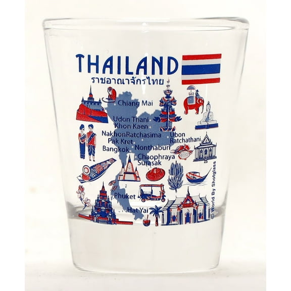 Thailand Landmarks and Icons Collage Shot Glass